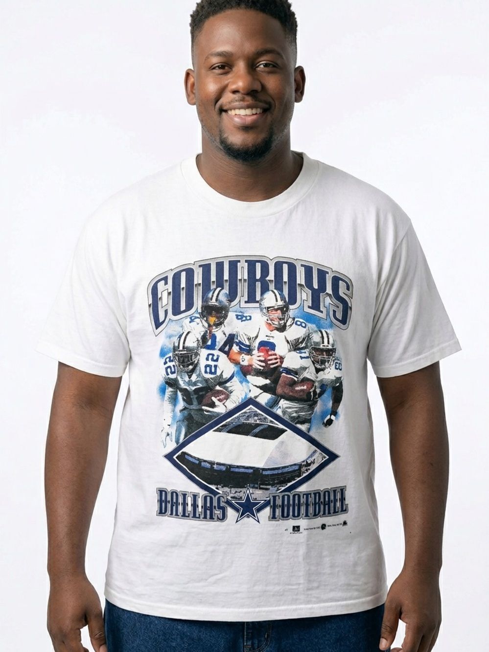 VINTAGE Dallas Cowboys White Graphic Tee 2000 Men’s Size Large